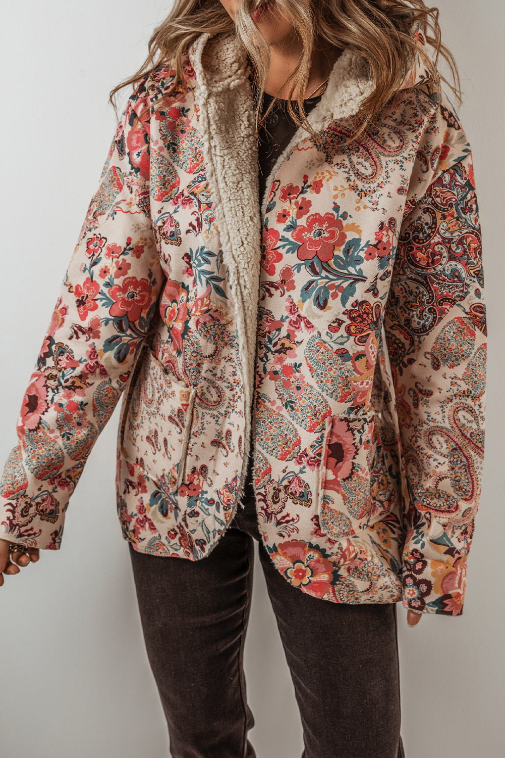 Paisley Sherpa-Lined Hooded Jacket-4