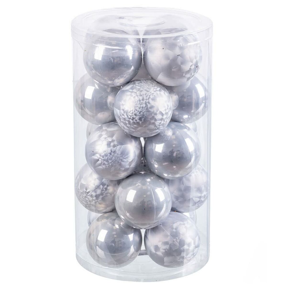 Kerstballen Zilver Plastic 6 x 6 x 6 cm (20 Stuks)