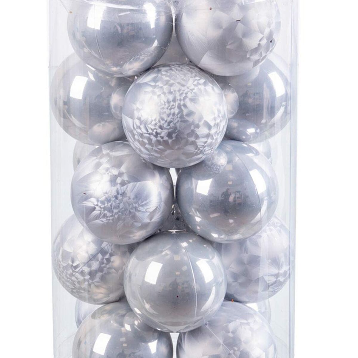Kerstballen Zilver Plastic 6 x 6 x 6 cm (20 Stuks)