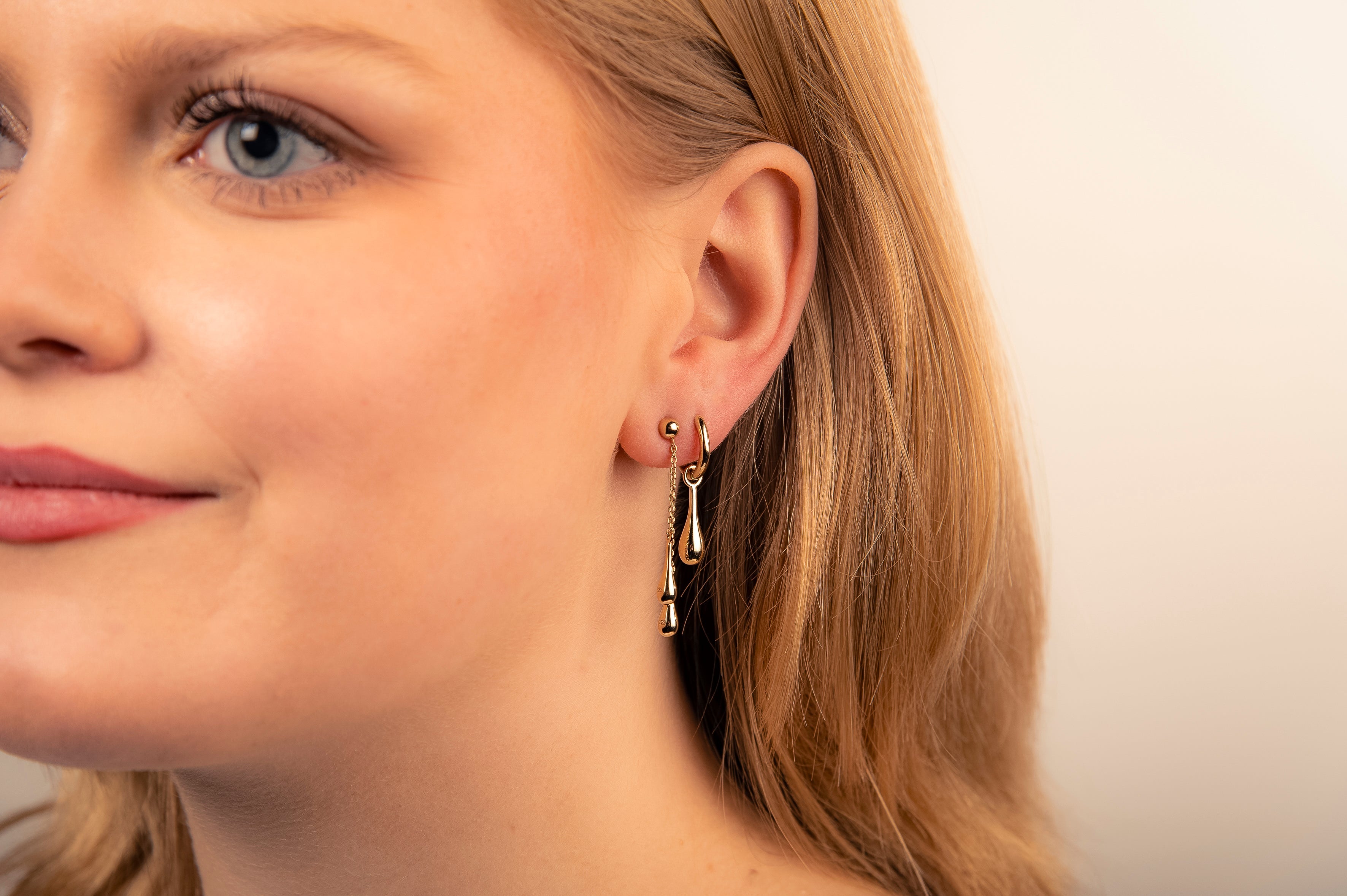 Oorhangers Druppels aan Ketting Goudkleur JE047G-2