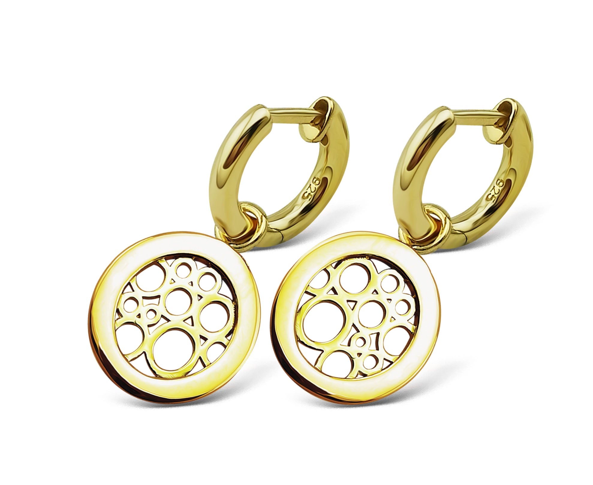 Oorringen met Roudabout hanger Goudkleur JE021G-0