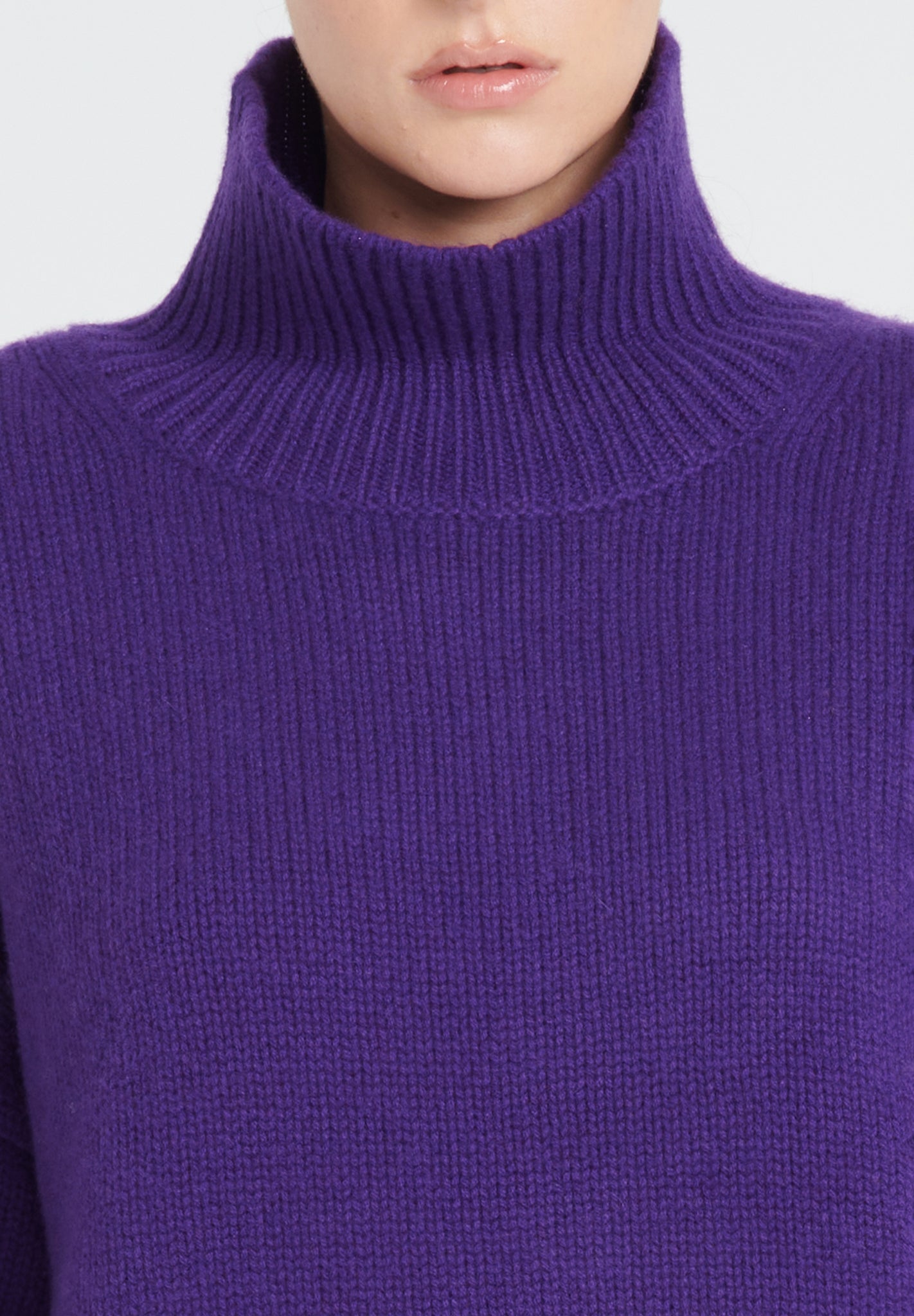 Pull col montant cachemire 10 fils violet femme - ZAYA 3-3