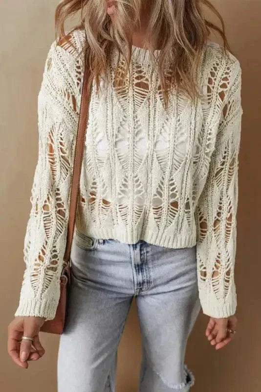 Boho Breeze Crochet Sweater-4
