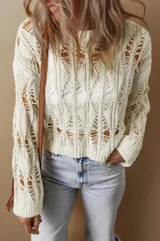Boho Breeze Crochet Sweater-3
