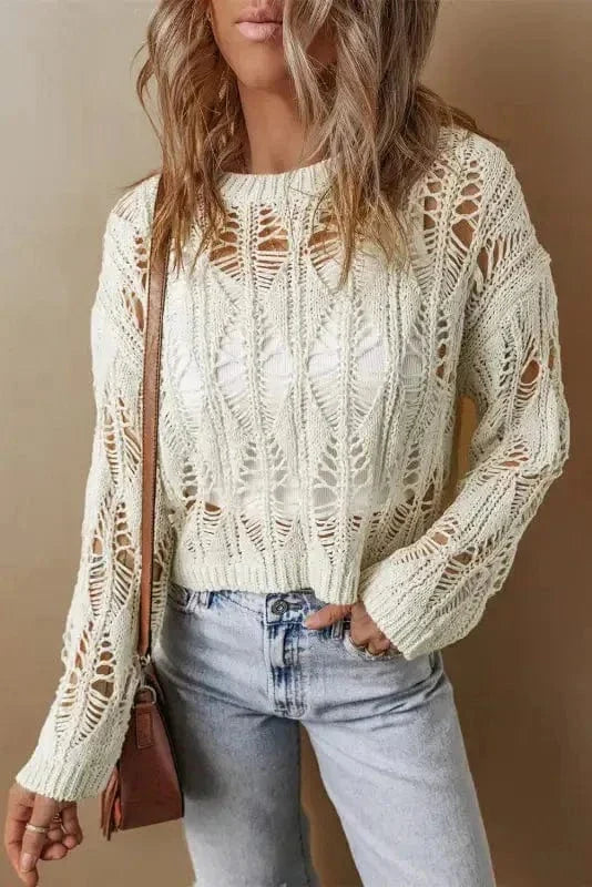 Boho Breeze Crochet Sweater-2
