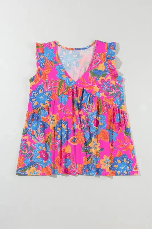 Boho Flounce V Neck Tank Top-3