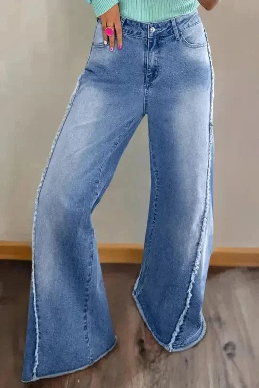 Boho Hem Bell Bottom Jeans-0
