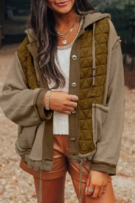 Boho Quilted Hoodie Jacket-0