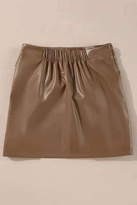 Café Chic Bowknot Mini - Faux Leather Skirt-4