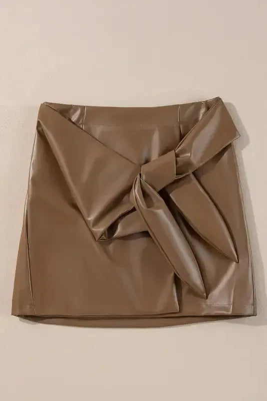 Café Chic Bowknot Mini - Faux Leather Skirt-3