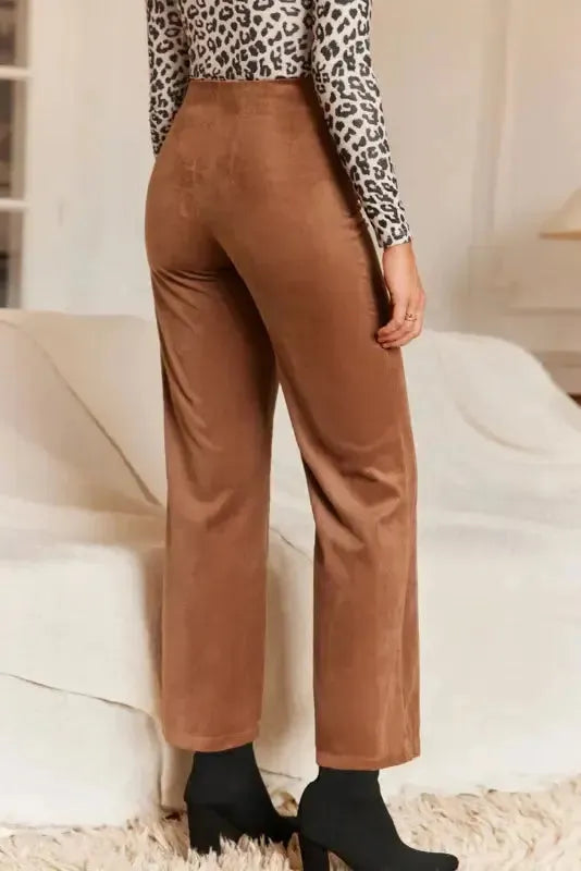 Chestnut Elegance Double-Breasted Pants-1