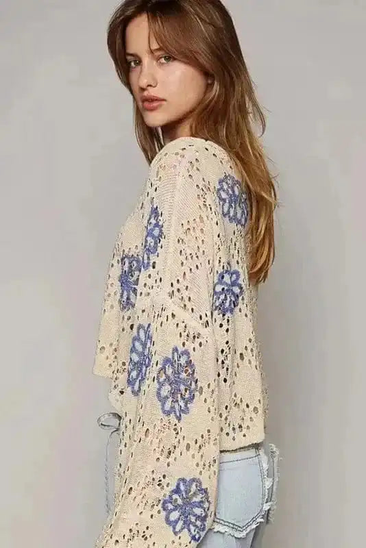 Blossom Beige Eyelet Sweater