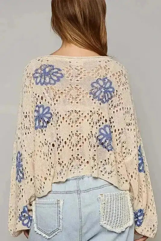 Blossom Beige Eyelet Sweater