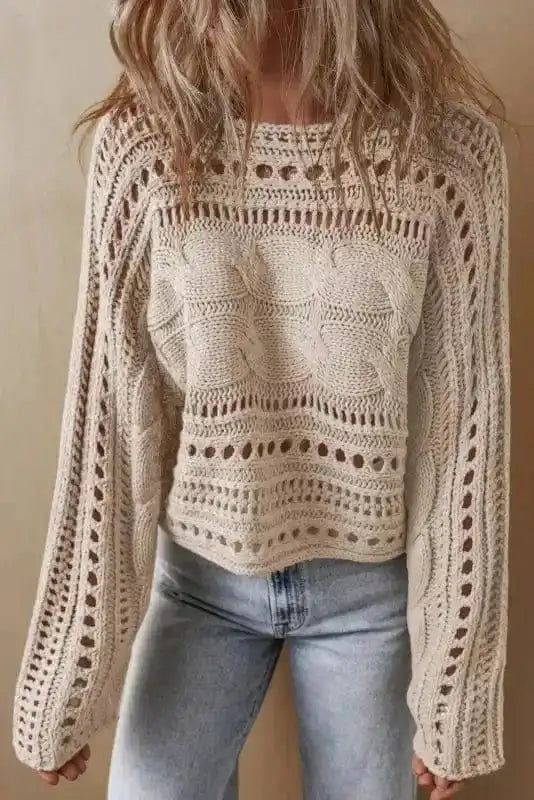 Lattice Charm Crop Sweater