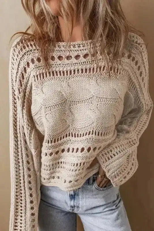 Lattice Charm Crop Sweater