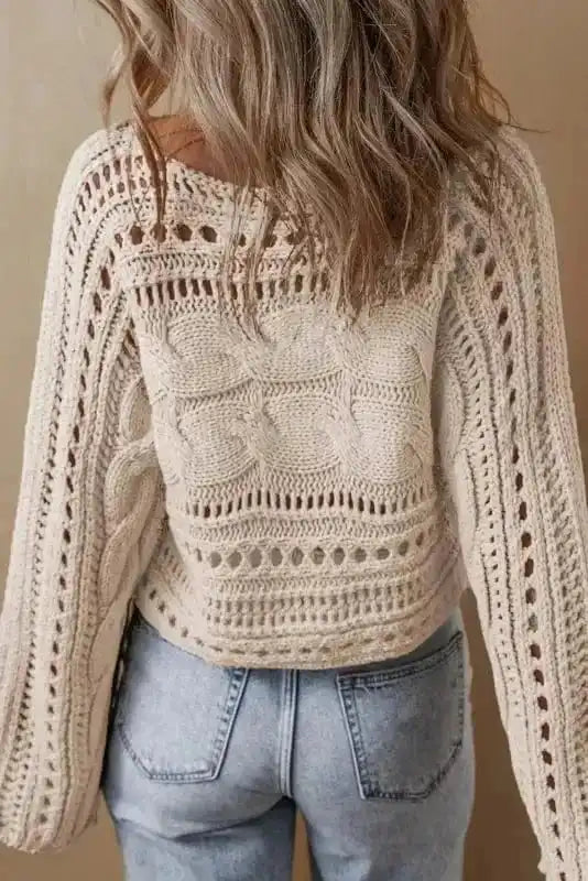 Lattice Charm Crop Sweater