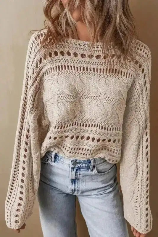Lattice Charm Crop Sweater