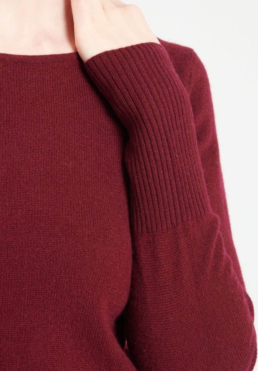 Robe col rond cachemire rouge bordeaux femme - LILLY 12-3