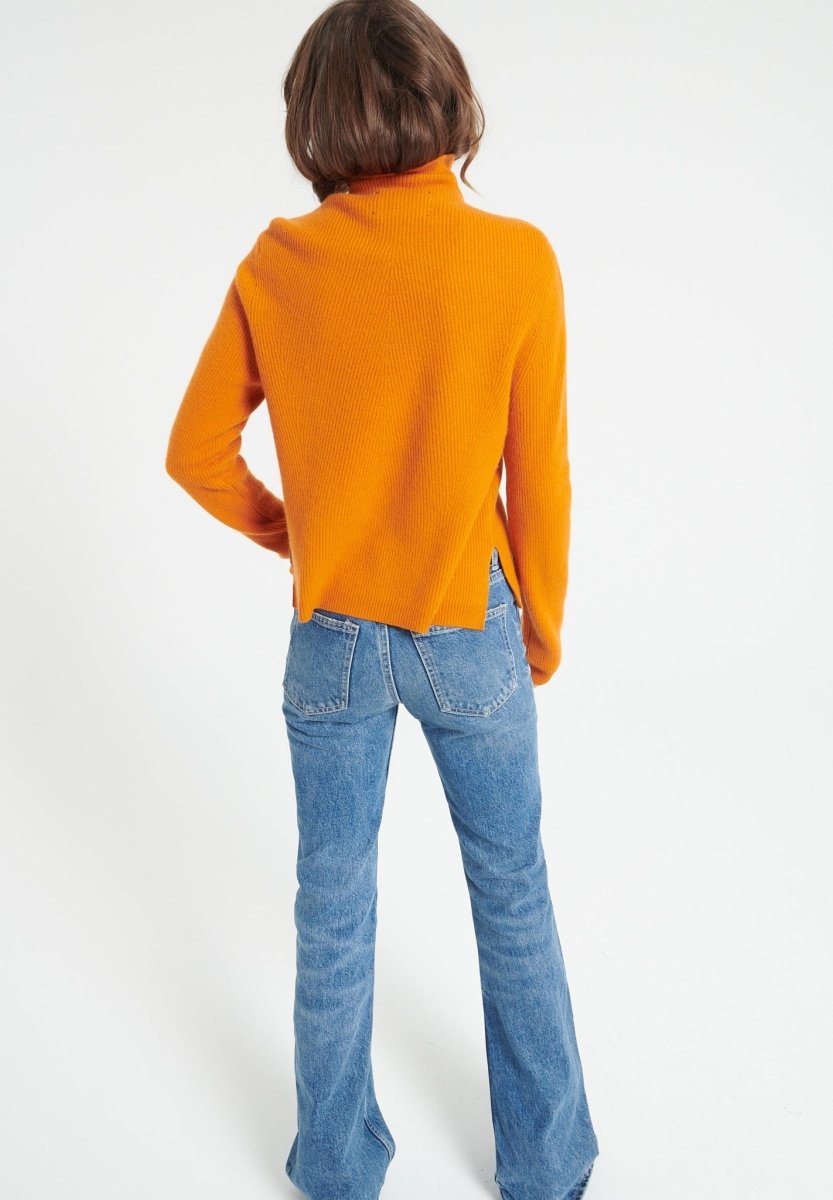 Pull col roulé cachemire orange citrouille femme - LILLY 26-3