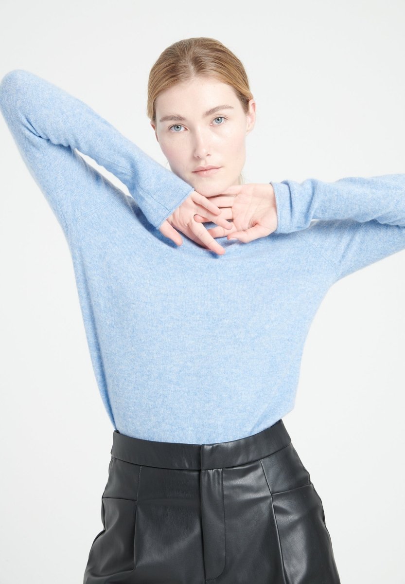 Pull col bateau cachemire bleu ciel femme - LILLY 5A-2