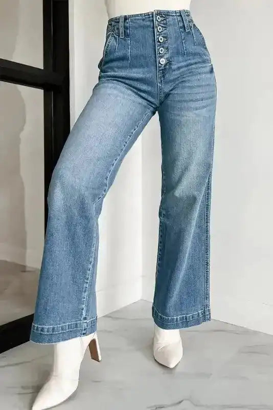 Loose Leg Straight Jeans - Dusk Blue Wash
