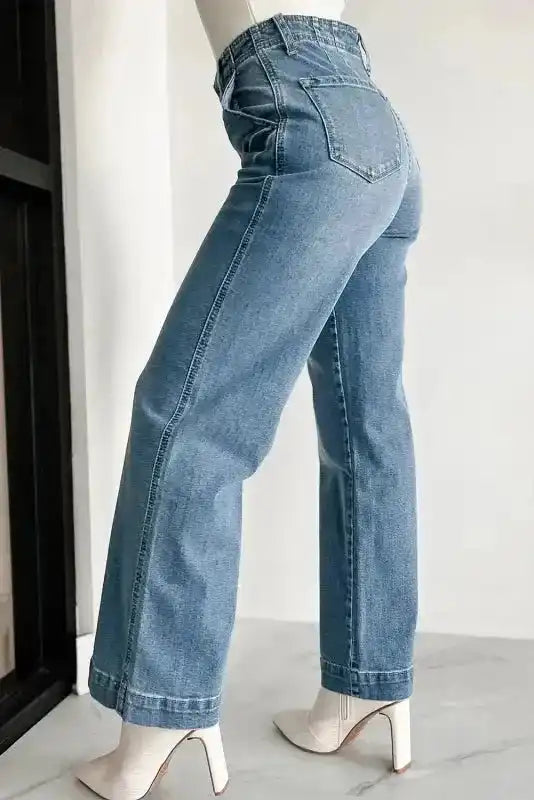 Loose Leg Straight Jeans - Dusk Blue Wash
