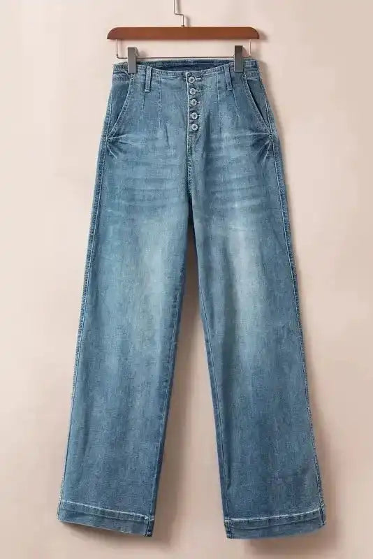 Loose Leg Straight Jeans - Dusk Blue Wash