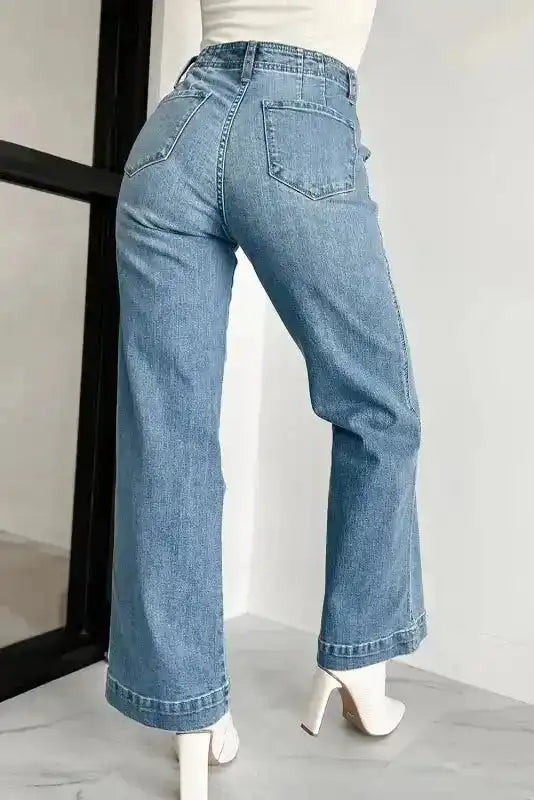 Loose Leg Straight Jeans - Dusk Blue Wash