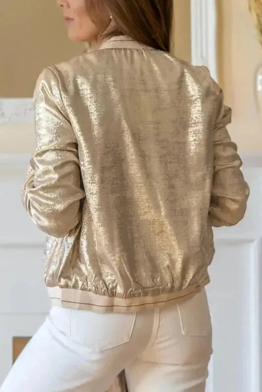 Metallic Zip-up Varsity Jacket-1