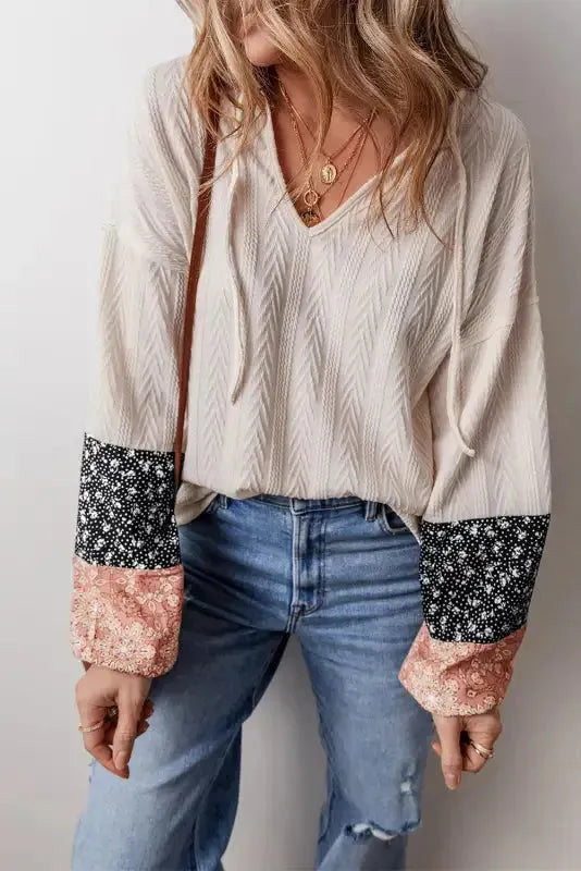 Patchwork Petals Knit Blouse-3