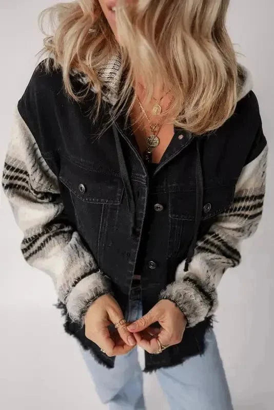 Rebel Plaid Hooded Denim Jacket-2