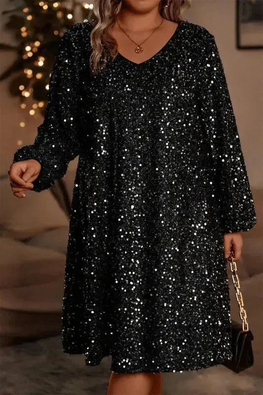 Sequin Elegance Plus Dress-3