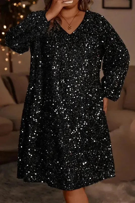 Sequin Elegance Plus Dress-4