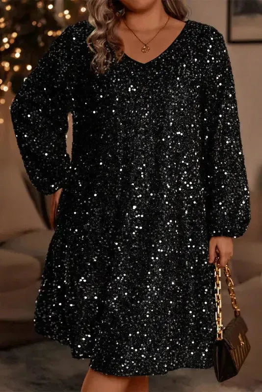 Sequin Elegance Plus Dress-2