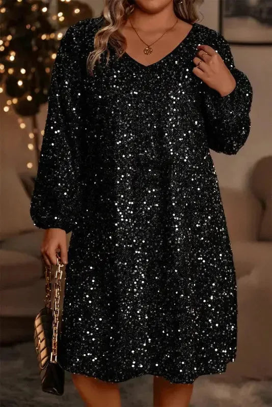 Sequin Elegance Plus Dress-0