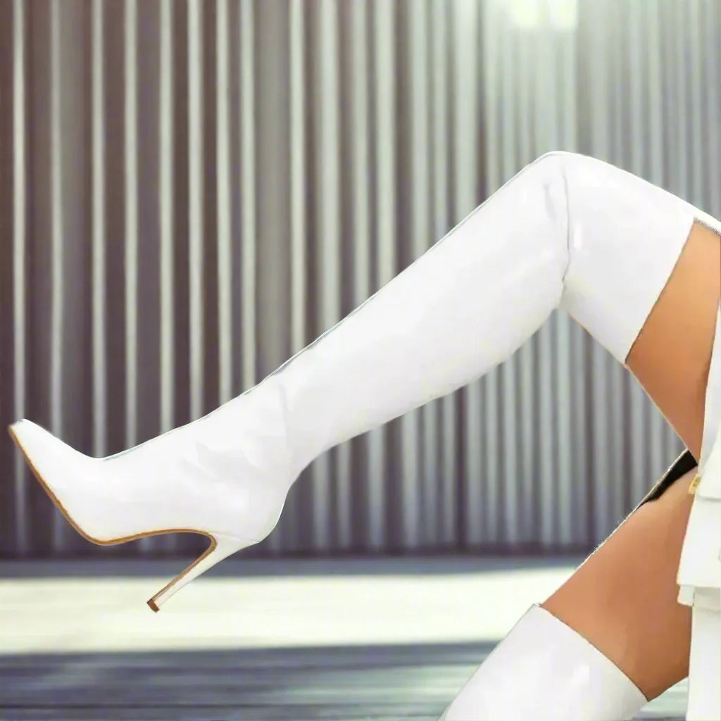 Shiny Stiletto High Heels Over-the-Knee Boots-4