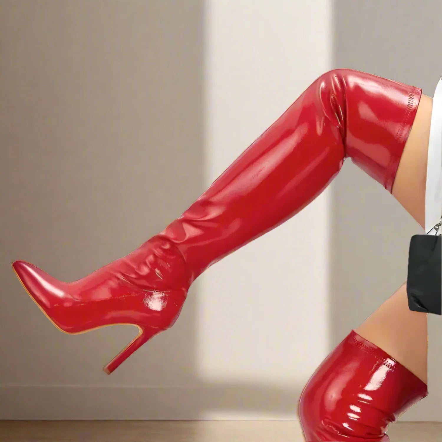 Shiny Stiletto High Heels Over-the-Knee Boots-1