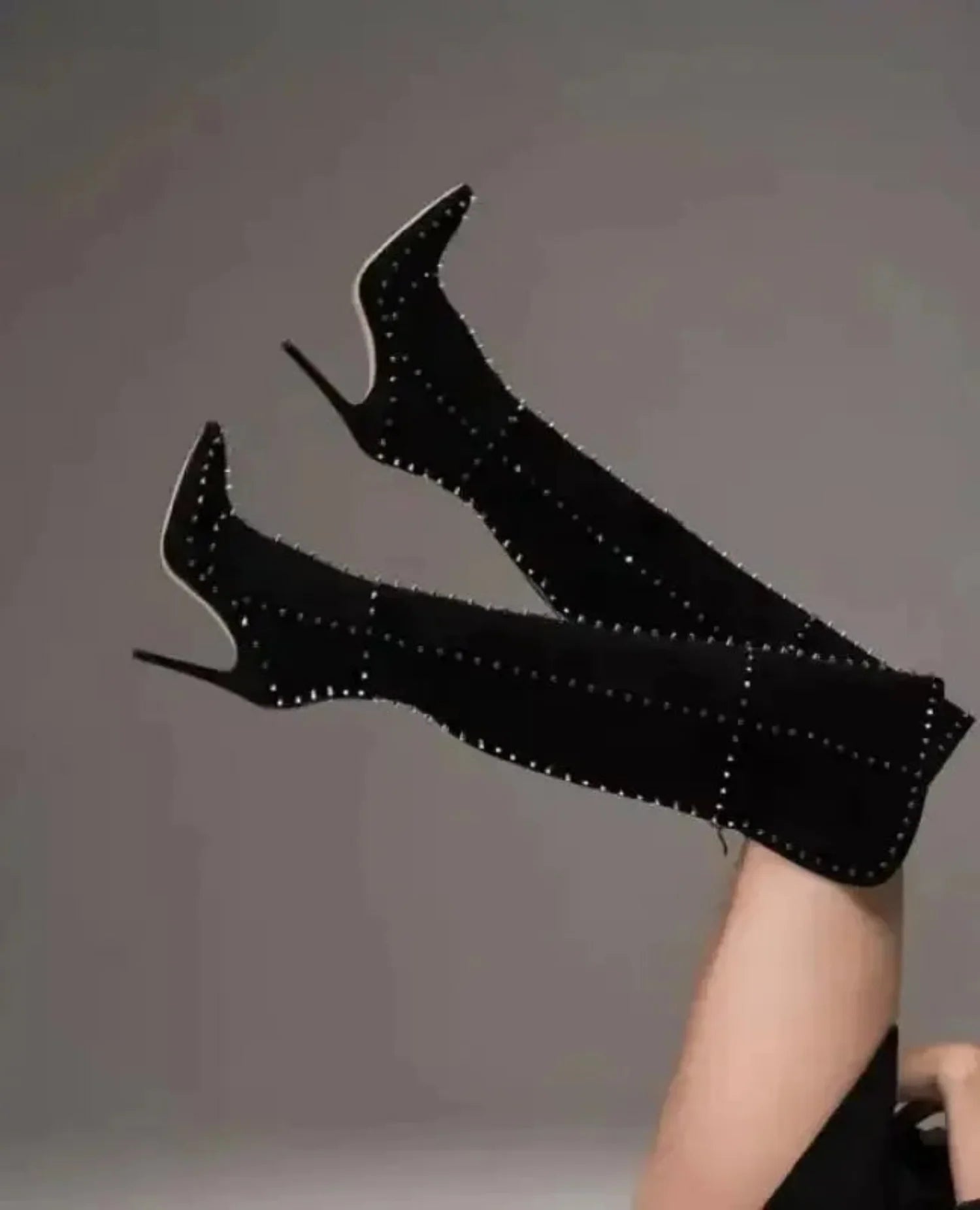 Fringe Over-the-Knee High Heel Rivet Boots-1