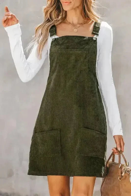 Vineyard Green Corduroy Overall Dress-3