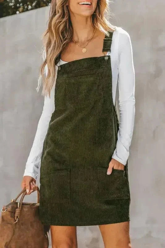 Vineyard Green Corduroy Overall Dress-0