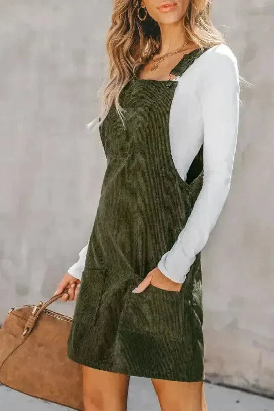 Vineyard Green Corduroy Overall Dress-2